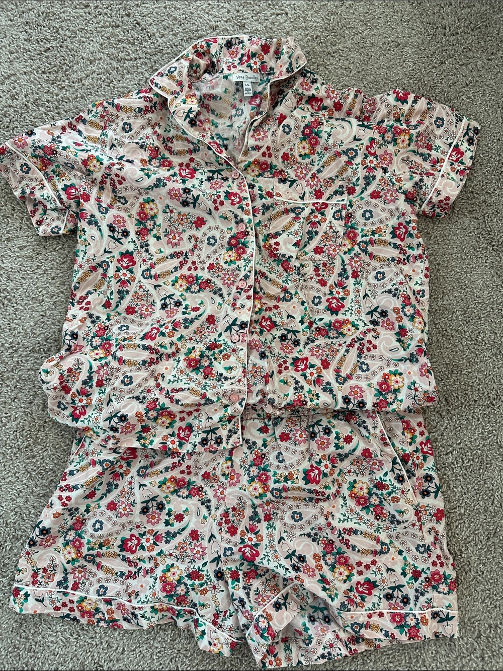 Vera Bradley Floral Short Pajama Set - Pink, Red, Green, Blue